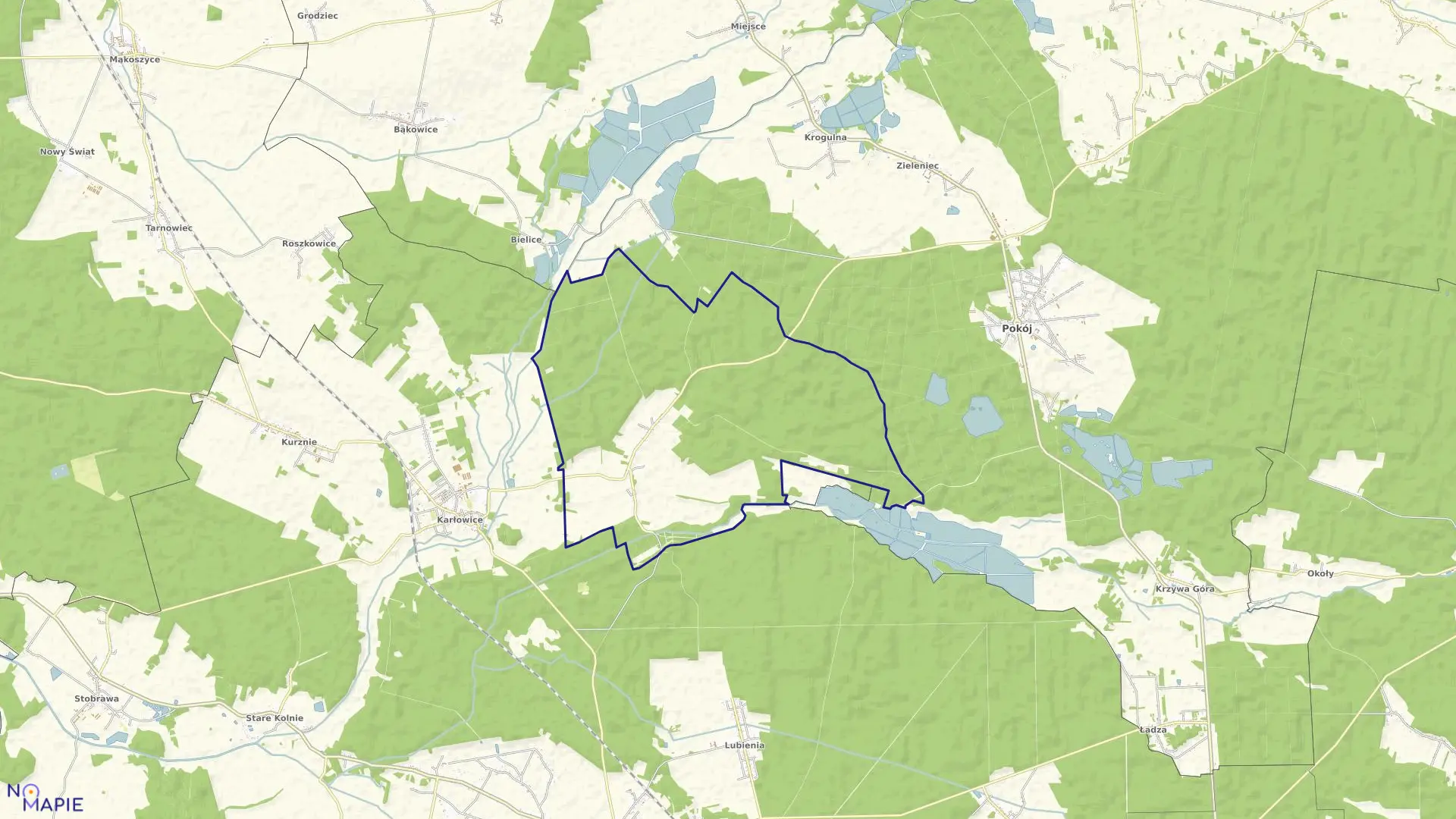 Mapa obrębu KUŹNICA KATOWSKA w gminie Popielów